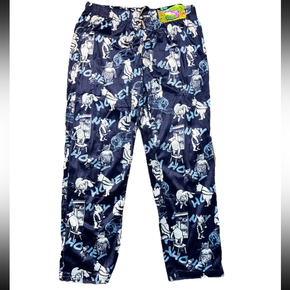 Happy Boxer Blue Fleece Lounge Pajama Pants NWT Winnie The Pooh Large NWT